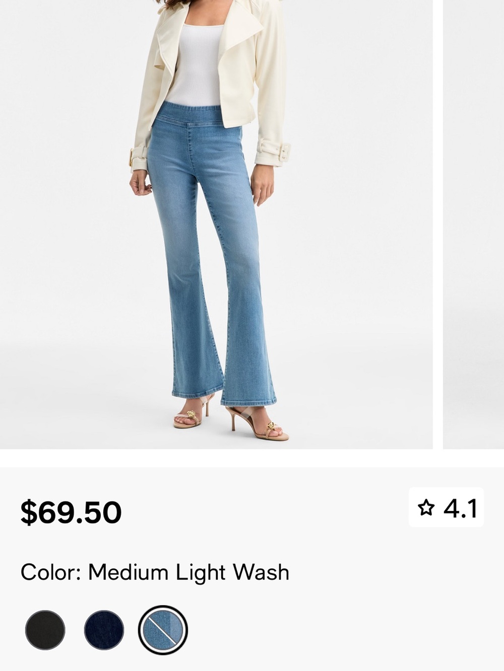INC pullon stretch flare lightweight denim NWT